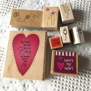 Hearts and Flowers Mixed Designs Stamp Lot (8 stamps total)
